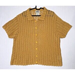 Vintage Northern Reflections Yellow Knit Sweater XL Boho Cottagecore Grandmacore